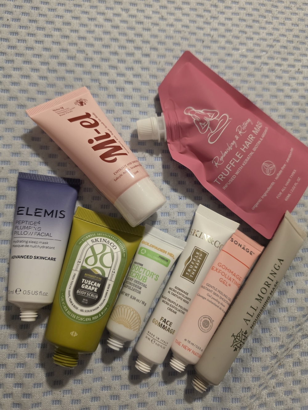 8-Piece Skincare & Haircare Travel Minis Bundle - Elemis, Skin&Co, Goldfaden MD,